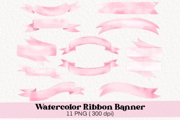 Download Watercolor Pink Ribbon Banner Clipart - Ink Collection