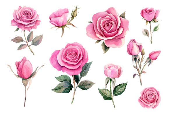 Download Watercolor Pink Rose - Ink Collection