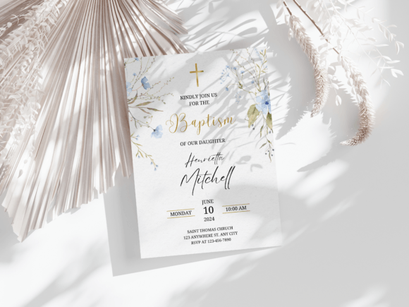 Download Baptism Invitation Template, Rustic Pink - Ink Collection